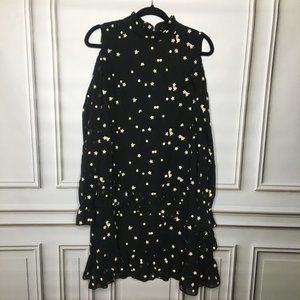 Sister Jane Harvest Moon Embroidered Flowers And Polka Dots Cold Shoulder Dress